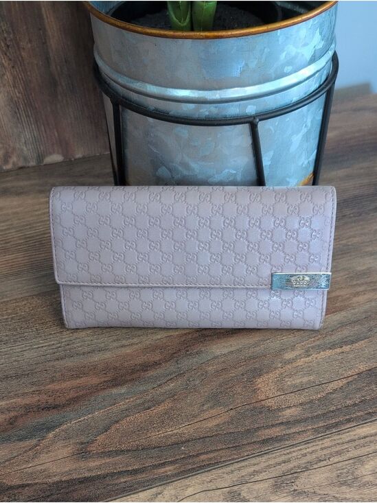 Gucci Handbags - Gucci Micro Guccissima Lavender Italian Leather Vintage Continental Long Wallet